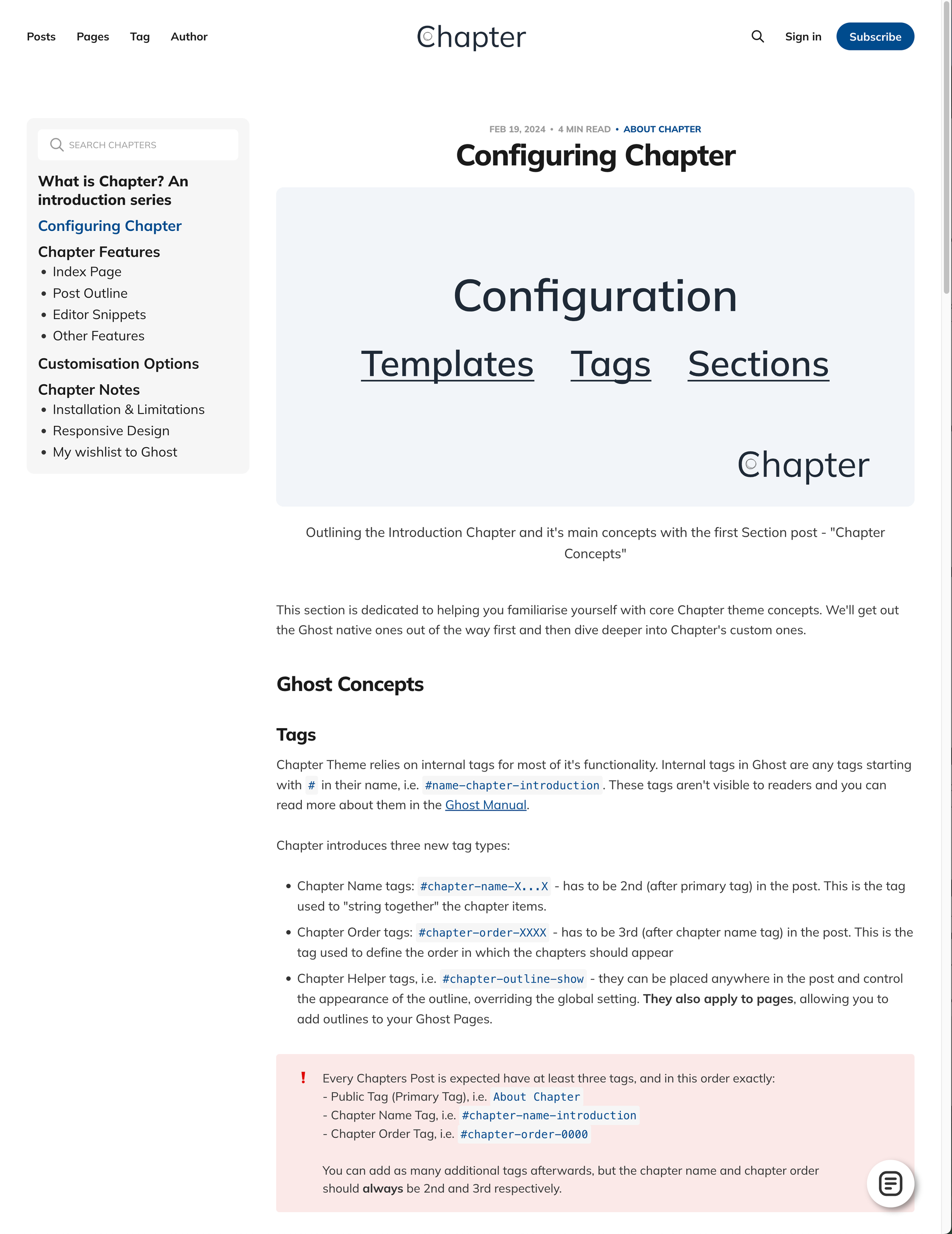 Configuring Chapter