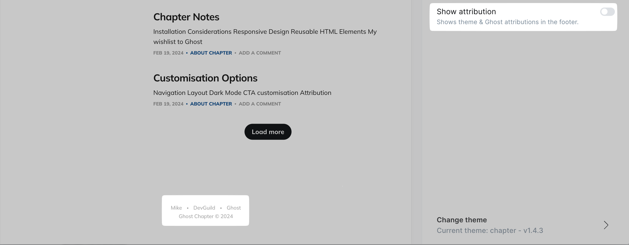 Customisation Options